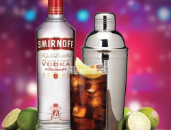 image of Smirnoff Vodka and a glass of Vodka coke