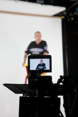 behind the scenes image video monitor on Phil Taylor Shoot