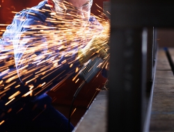 grinding process with sparks-industrial photographer ross vincent