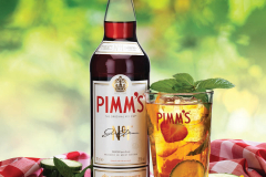 Pimm's bottle and drink