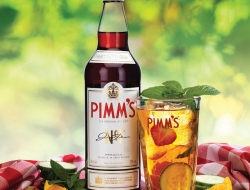 Pimm's bottle and drink