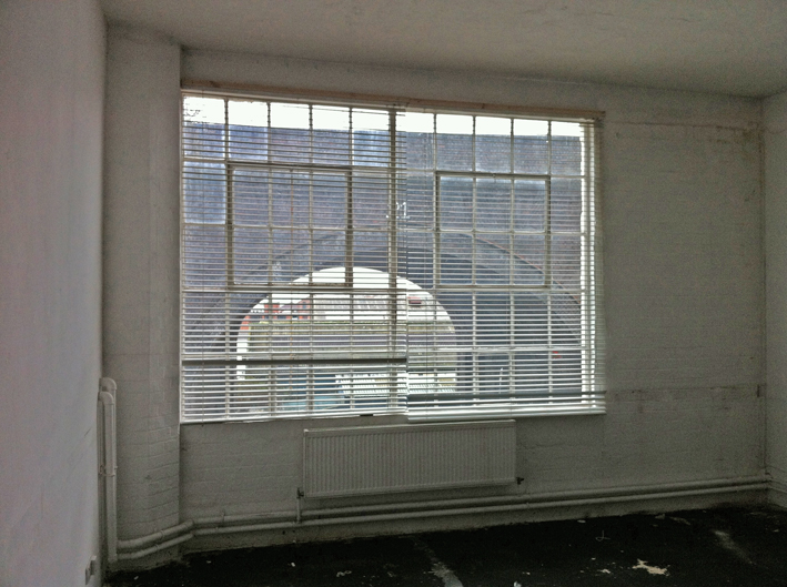detail of the interior of my unit window before refurbing my new photographic studio in the Custard Factory Birmingham