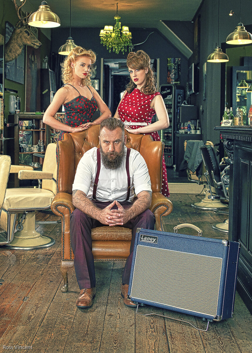 Laney Music photography at Barbertown Worcester, with models and Lionheart cab