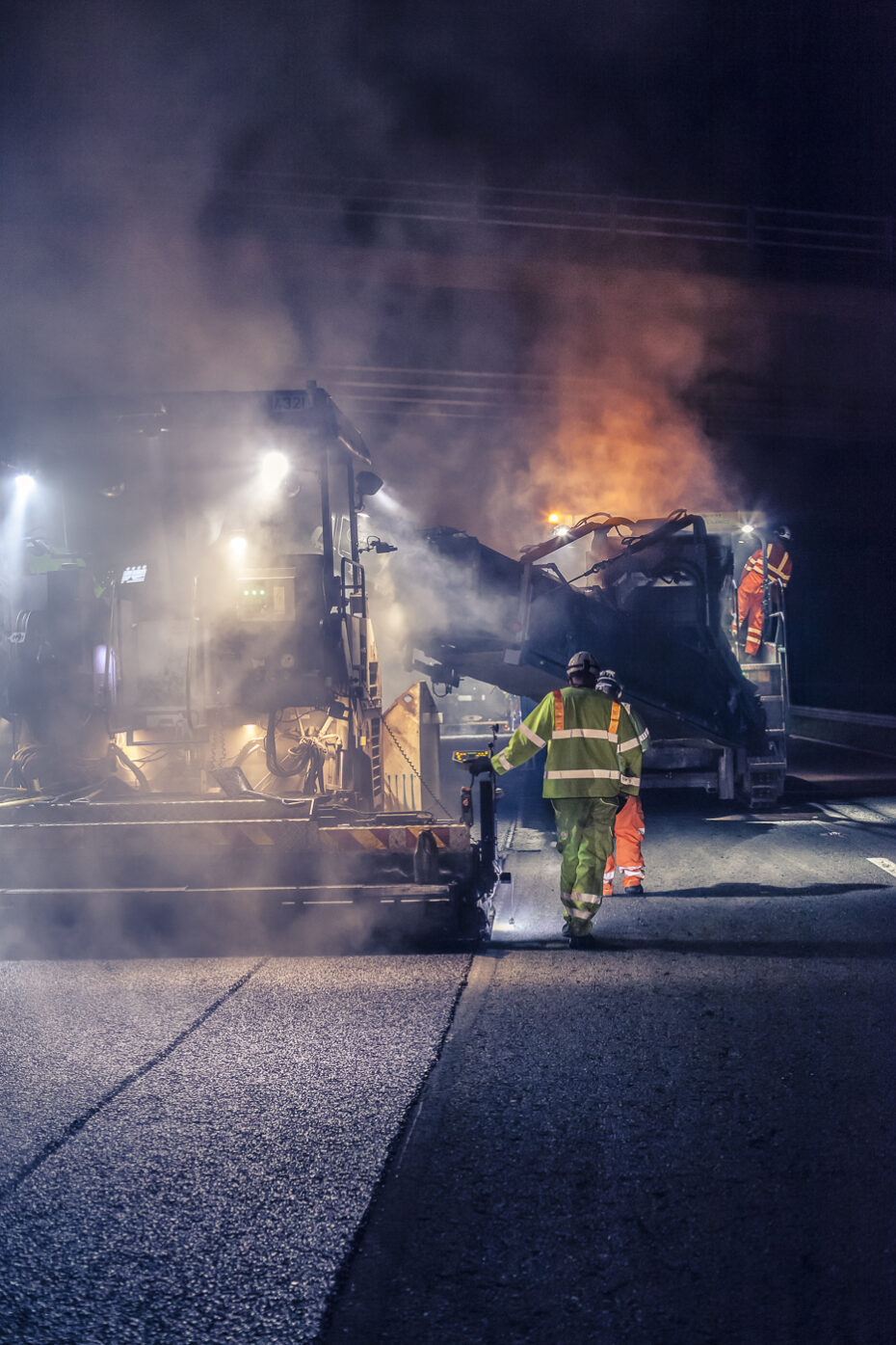 Double tarmacking on the M6 for aggregate industries-location-industrial-photography