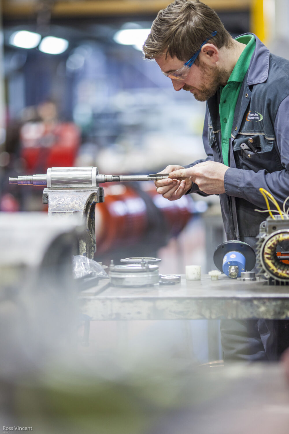 Electrical motor repair showing detailed work at Fletcher moorland, Stoke-on-Trent, by ross vincent-photographs for industry